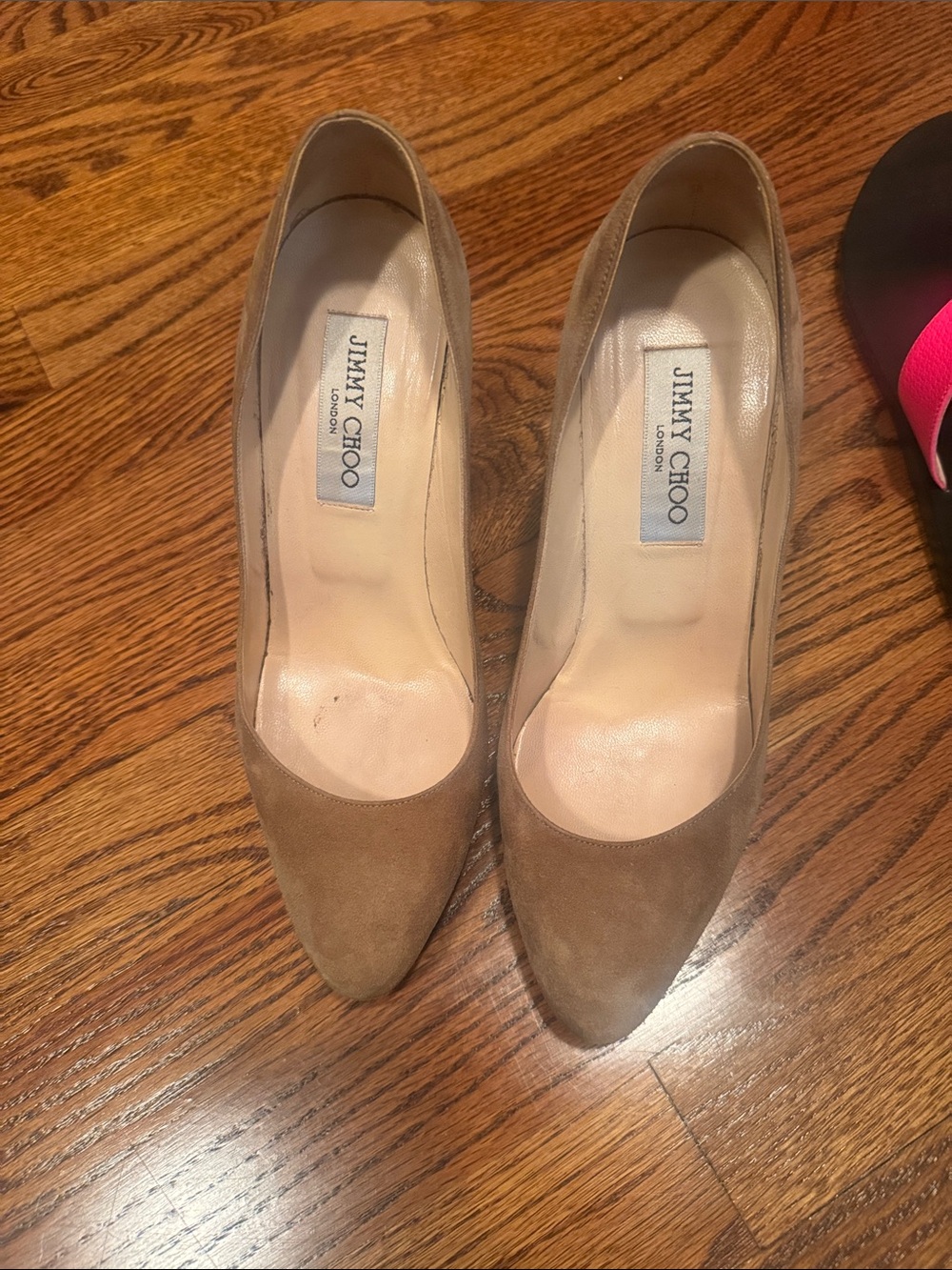 Jimmy Choo Tan Suede Pointed Toe Pumps
